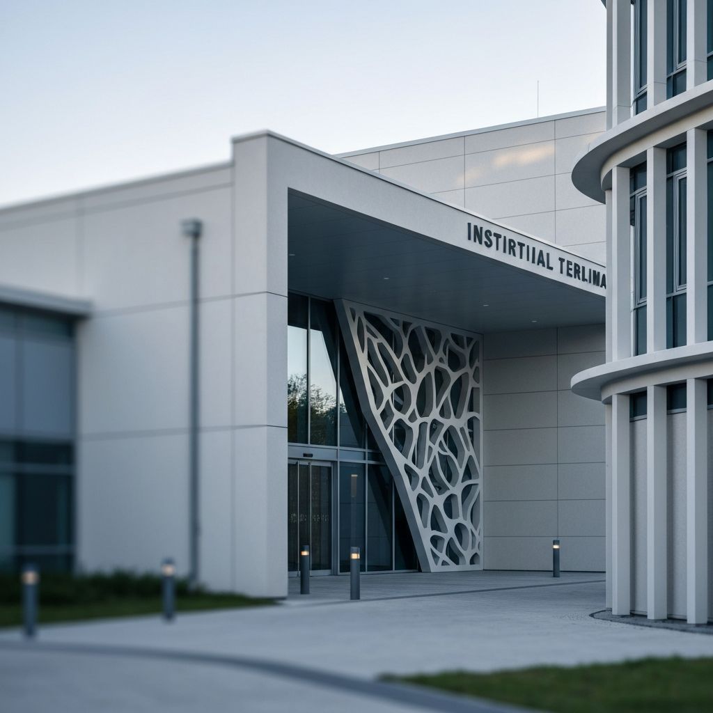 Modern institutional building creating professional context